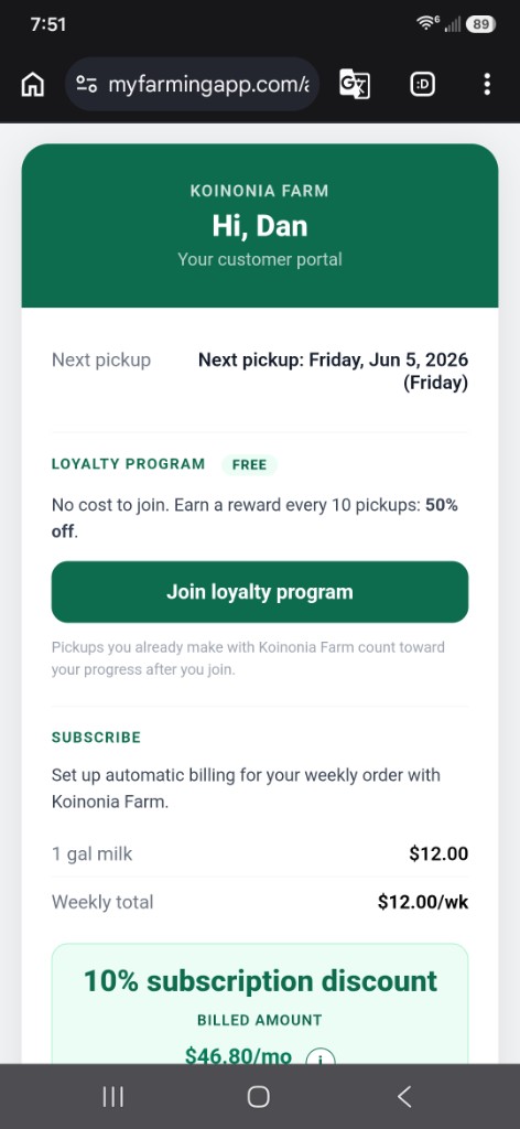 My Farm — Customer portal